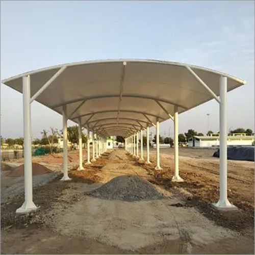 Walkway Tensile Fabric Structure - 650 GSM, Galvanized Steel, White, Free Standing, Fireproof, Waterproof