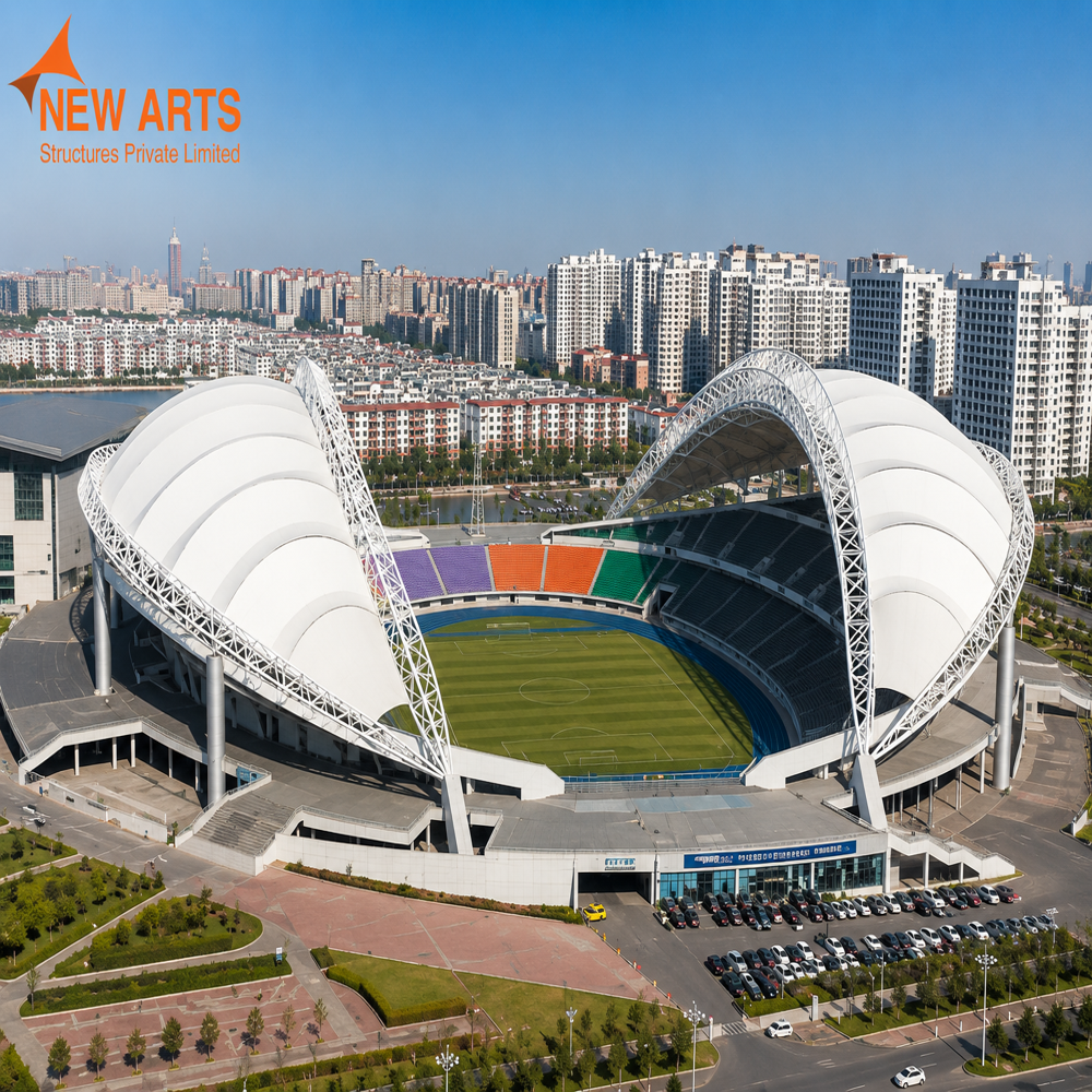 Sports Stadium Tensile Roofing - Color: White