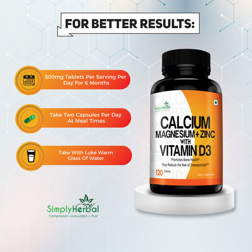 Simply Herbal Calcium Magnesium Zinc Supplement Tablets