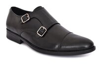 Black Double Buckle Monk Strap Shoes