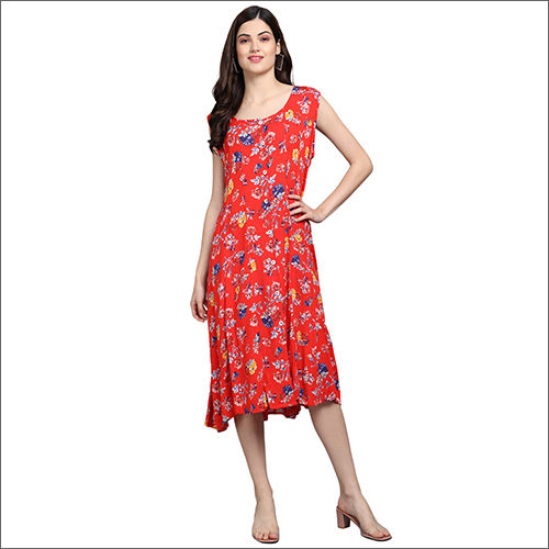 Printed Rayon Crepe Dress