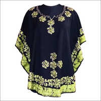 Ladies Rayon Batik Kaftan - Half Sleeve Round with Slit, All Sizes Available | Handwash, Embroidered Design, Perfect for Beachwear
