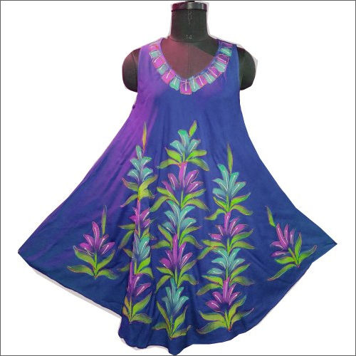 Umbrella Dress Hand Paint Brush Print For Women