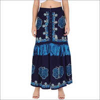 Ladies Front Slit A-line Casual Skirts - Color: Multicolor