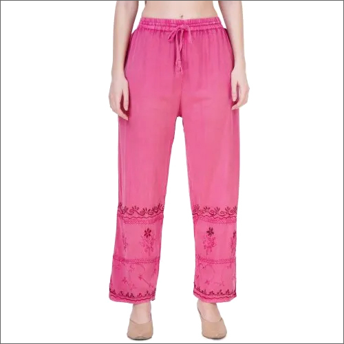 Ladies Acid Wash Embroidered Palazzo Pant