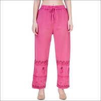 Ladies Acid Wash Embroidered Palazzo Pant - Feature: Washable