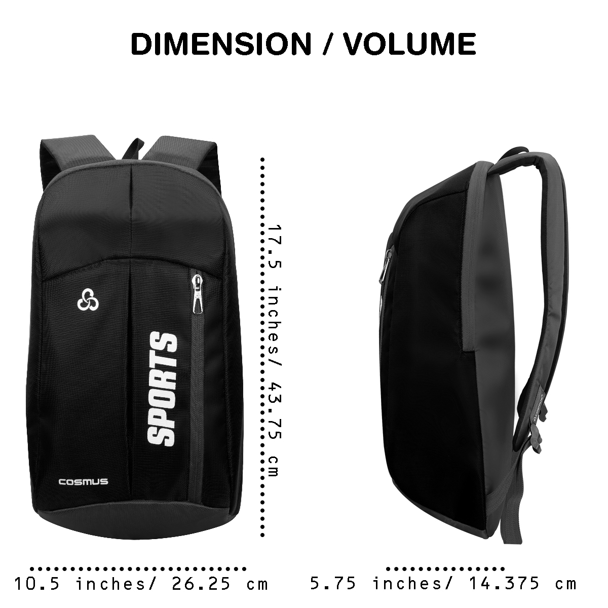 Casual Black Trendy Daypack 17L