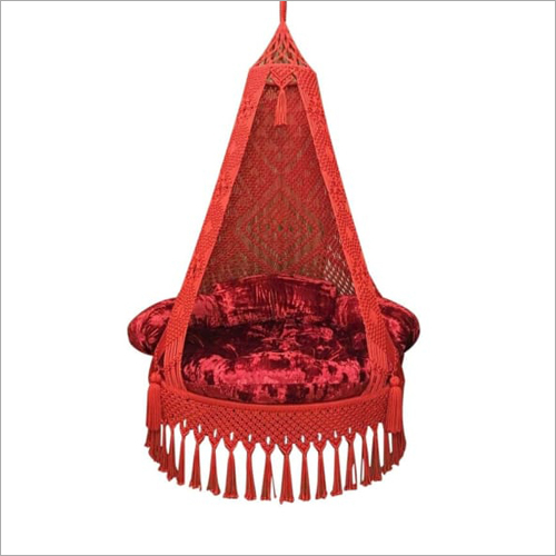 100% Cotton Macrame Swing Red Colour Cushions