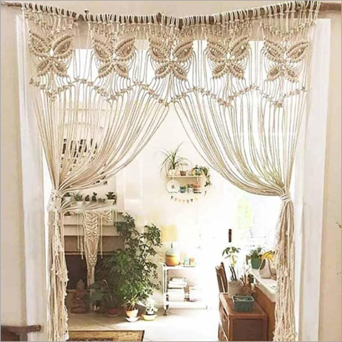 Cream Wall Hanging Butterfly Macrame Curtain