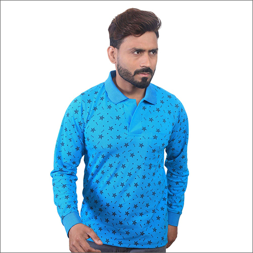 Mens Full Sleeve Printed Collar T-Shirt