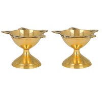 Brass Table Diya  (Height: 3 inch)