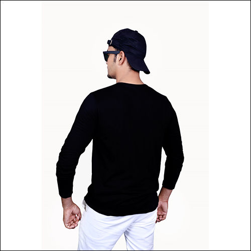 Black Mens Round Neck T-Shirt