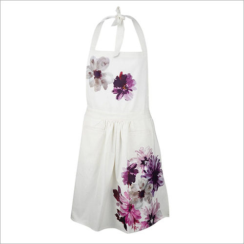 Purple White Cotton Kitchen Apron