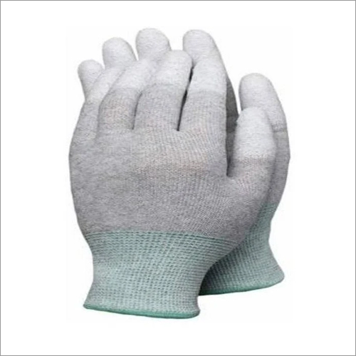 White Esd Finger Pu Coated Carbon Gloves