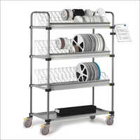 Silver Stainless Steel Reel Rack Trolley