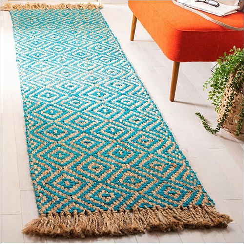 Blue Braided Jute Rug