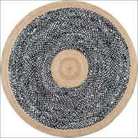 Cotton Mix Jute Round Rug - Jute Material, Sizes 2x2 To 10x10 Feet, Colors Black-white-brown | Modern Design, Washable, Hand-made Elegance
