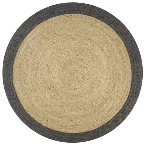 Round Shape Braided Jute Black Border Rug