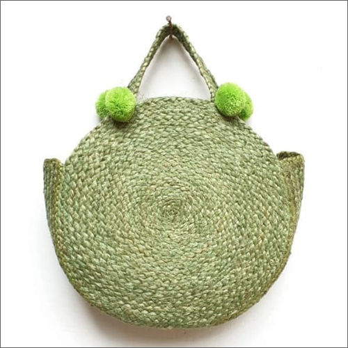 Green Round Jute Handbag