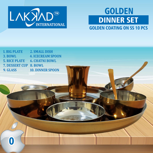 Metal Golden Plated Dinner Set