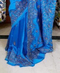 Kashmiri hand embroidery on dupiyan silk saree