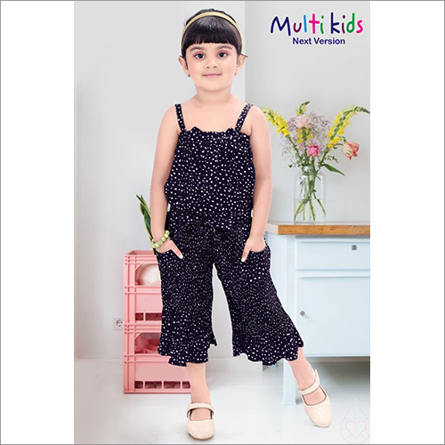Girl Rayon Blue Jumpsuit