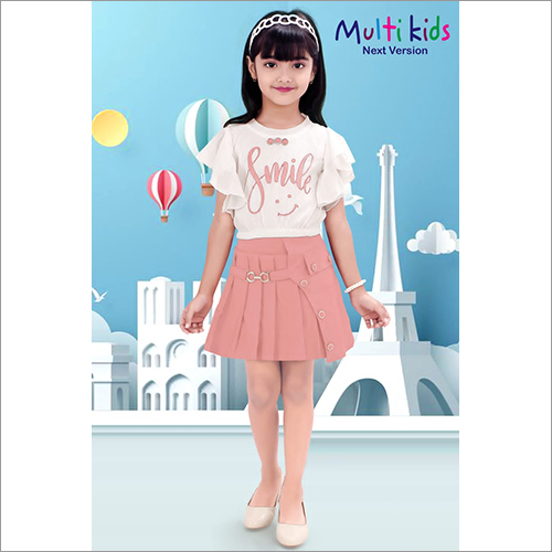 Girl Peach Colour Skirt Top