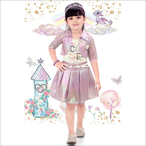 Multicolor Girls Party Wear Skirt Top
