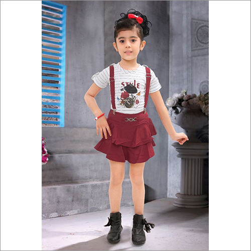 Kids Maroon Dangri Dress