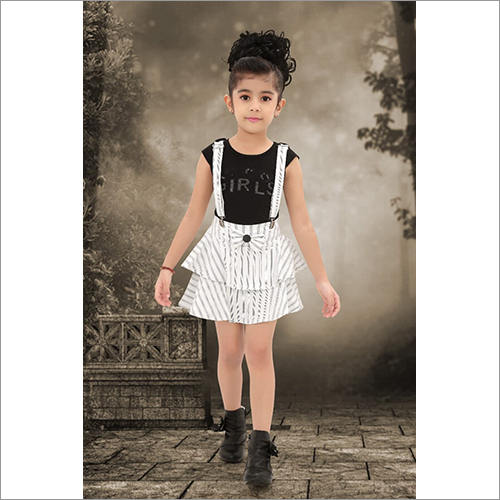 Kids White Dangri Dress