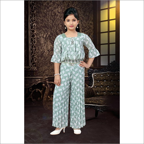 Kids Printed Blue Palazzo Top