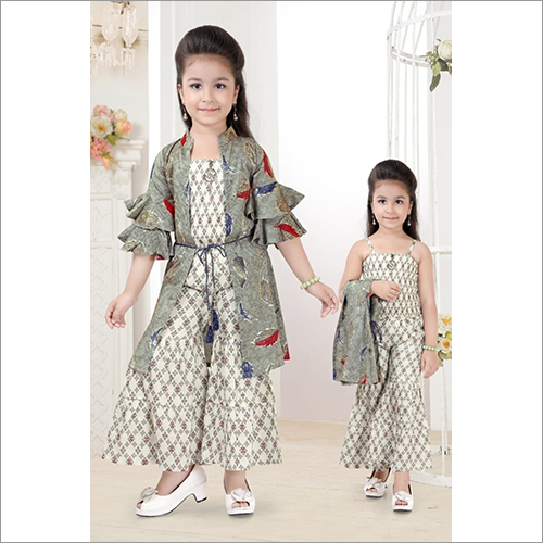 Kids Fancy Grey Palazzo Top