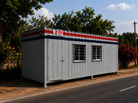 Site Office Container - Steel Material, White Color | Aluminum Window Features For Enhanced Office Use