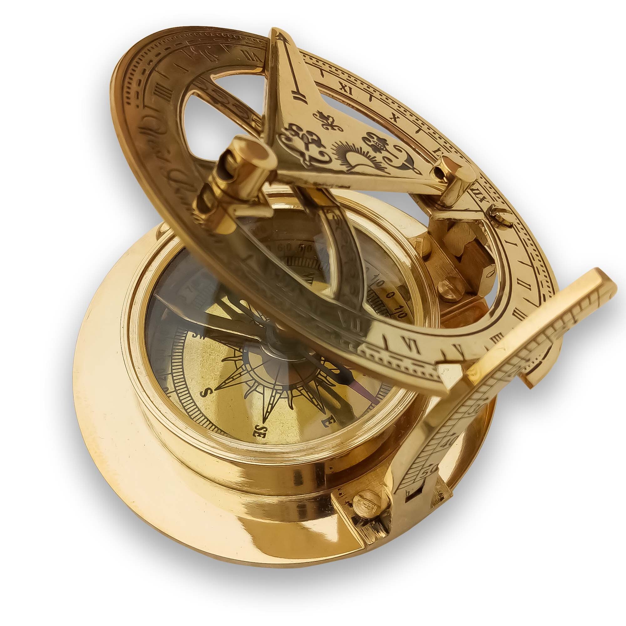 Nautical Vintage Brass West London Sundial Compass 2.5 Solid Brass Pocket Sundial Compass