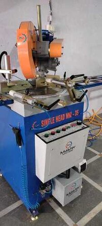 Automatic Aluminium Profile Cutting Machine - 350mm Blade Size, Blue Color, Pneumatic Drive, Semi-automatic Cutting, Water Chiller Cooling System, Environmental Friendly