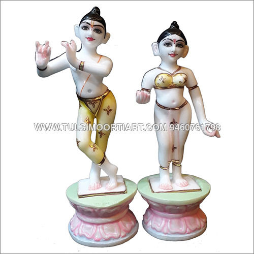 White Marble Iskcon Radha Krishna Statue