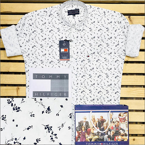 Mens White Printed Cotton Shirts