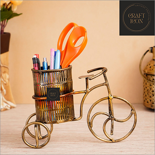 Brown Metal Cycle Pen Holder