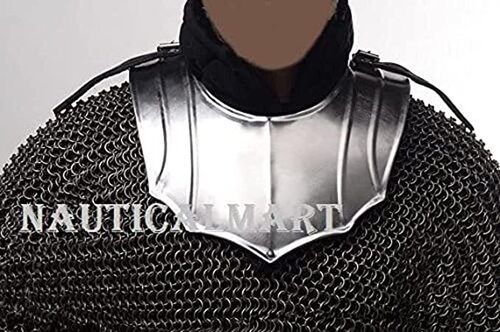 NauticalMart Knight Gorget - Medieval Neck Armor One Size Fit All - Silver Armour