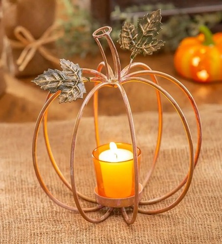 Metal Pumpkin Candle Holder