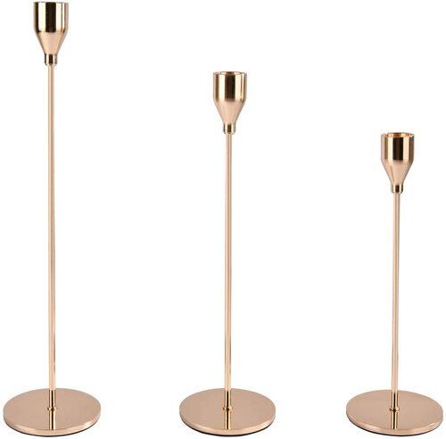 Candle Sticks Long Holder Gold Candle Holders Set of 3 for Table Modern Decorative Gold Candlestick Holder for Dinning Wedding Home Decoration