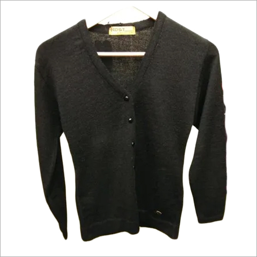 Wool Ladies Black Full Sleeves Cardigan
