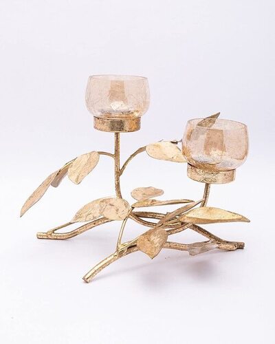 Gold Metal Table Tea Light Holder