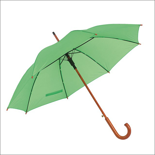 Green Umbrella With Wooden Stick