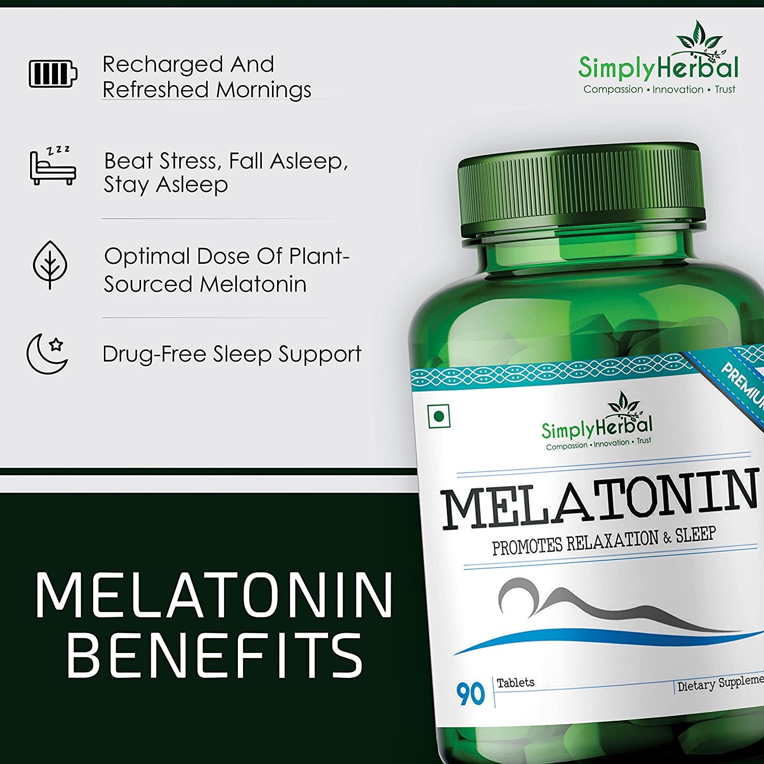 Simply Herbal Natural Melatonin 10 mg Sleeping Tablets