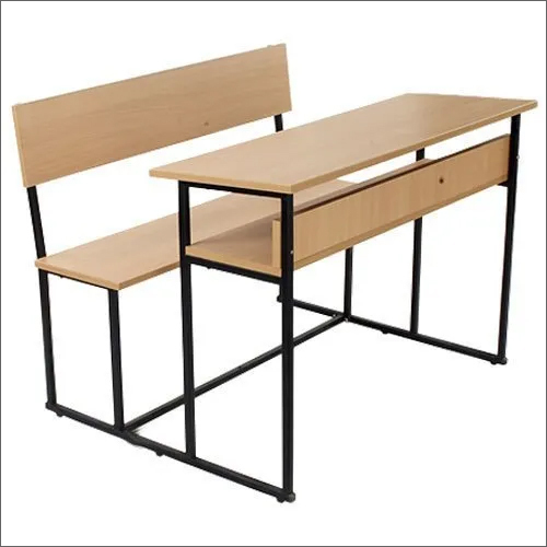 Black-Brown Wooden School Benches With Desk