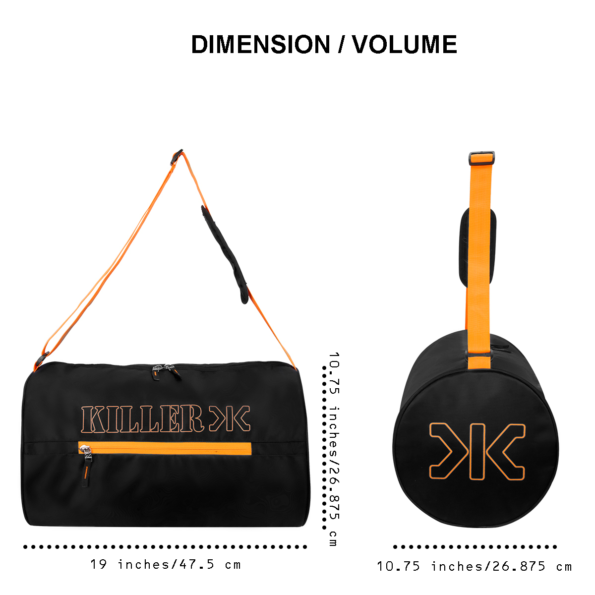 35 Litre Water Resistance Polyester Black Gym Bag