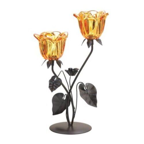 Black Flower Candle Holder