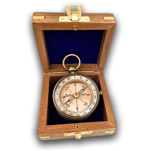 Lanse Compass With Wooden Box Handmade Dollond London Brass Compass Travelling Compass