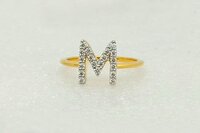 Round Women's Natural Diamond Alphabetical Ring